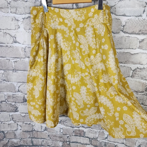 Vintage Yellow Gold Skater Mini Skirt Smocked Casual - Picture 5 of 14